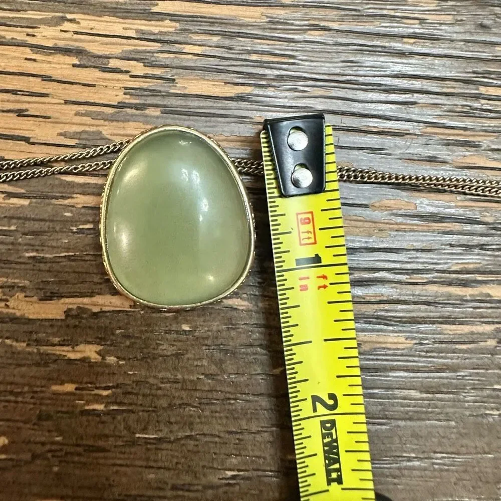 Monet Vintage Jade Green Stone Pendant in‎ Double Strand Necklace